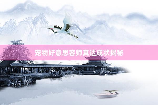 宠物好意思容师真达成状揭秘